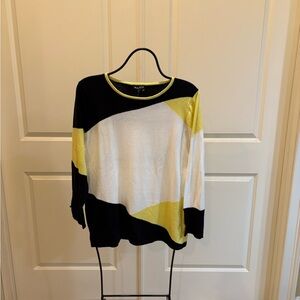MARBLE Colorblock Sweater - Black, White, Yellow